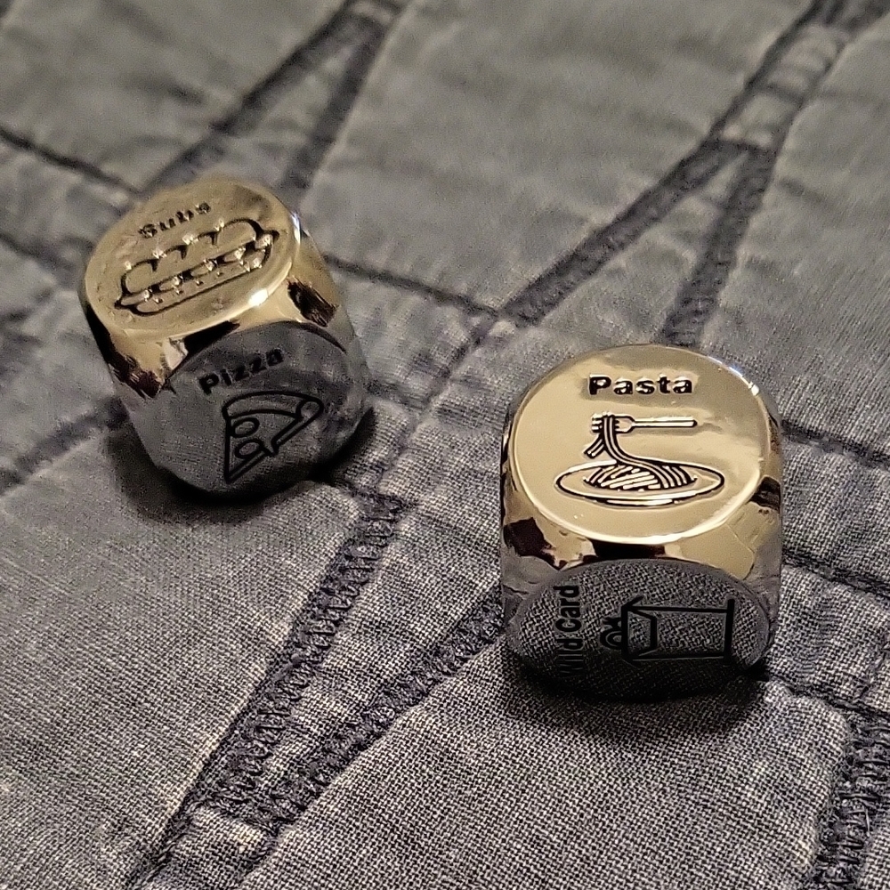 Silver Dice Set for Planning Dinner